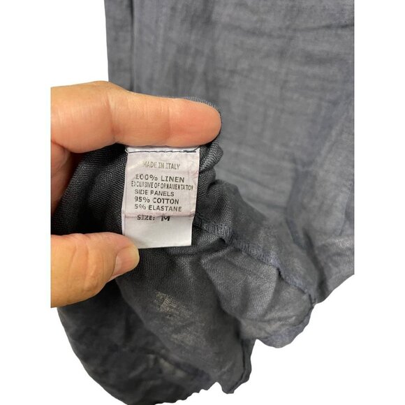 Lina Tomei Linen Shift Dress Women's Size Medium Beaded Neckline Made In Italy - Picture 4 of 8